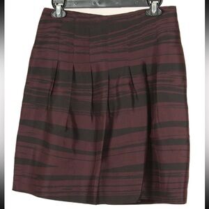 Banana Republic Skirt Women’s 6 Purple Black Striped A Line Pockets 100% Silk